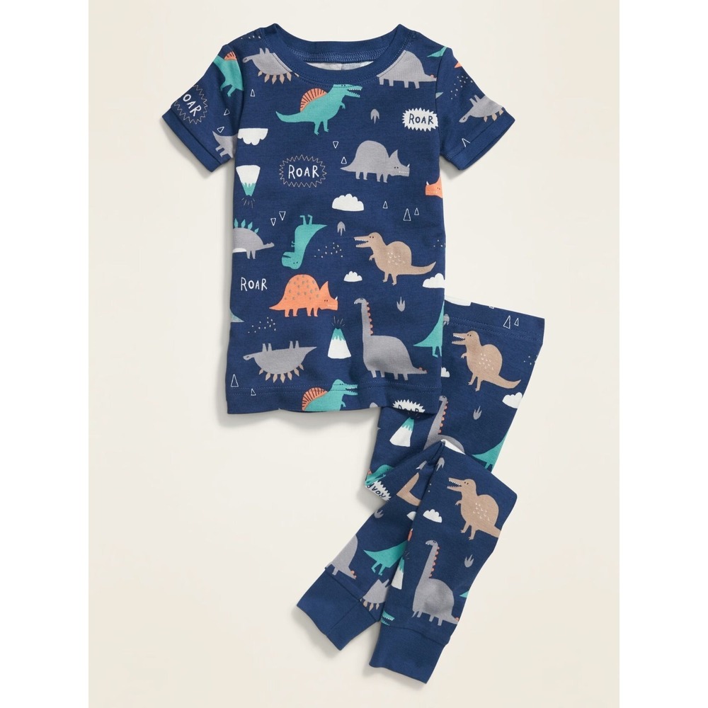 Old Navy Unisex Snug-Fit Printed 2-pc Pajama Set - Dinosaurs Blue - Size 4T